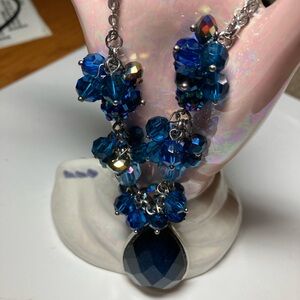 Elegant Blue Crystal and Beaded Necklaces two.